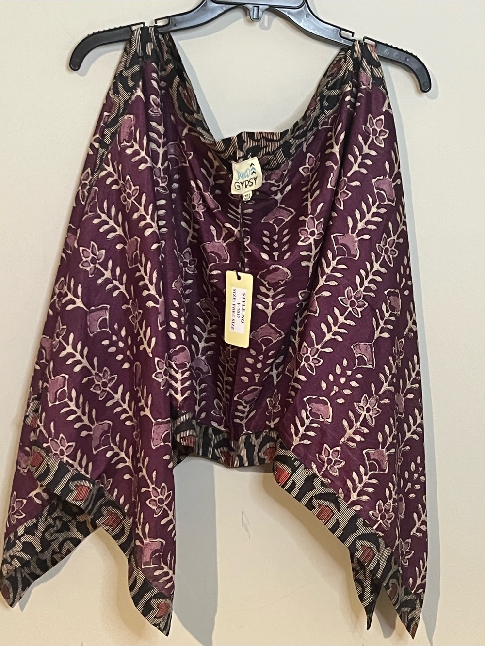 Jaded Gypsy Plum Floral Print Draped Poncho
